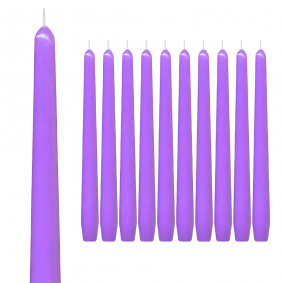 Świeczki Świece Stożkowe fioletowe lawenda proste długie stołowe 25cm 10szt - 1