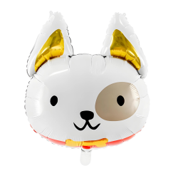 Balon foliowy Pies Piesek Buldog głowa psa biały z obrożą zwierzątko 50cm
