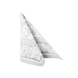 Serwetki papierowe PREMIUM ozdobne Biało-srebrne ornamenty 40x40cm 50szt - 2