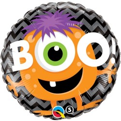 Balon foliowy okrągły potwór napis Boo! Halloween