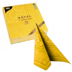 Serwetki papierowe PREMIUM ozdobne Żółte ornamenty 40x40cm 50szt - 1