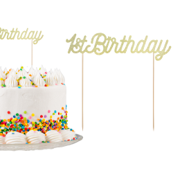 Topper na tort urodzinowy drewniany 1st Birthday dekoracyjny Roczek 21cm