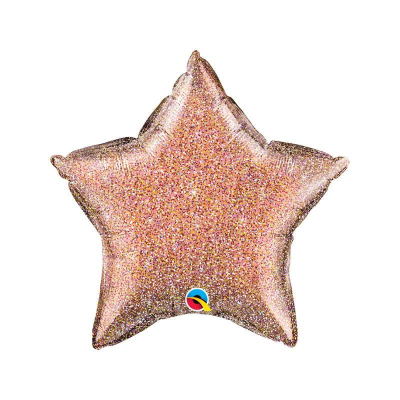 Balon foliowy 20&apos; gwiazda brokat różowe złoto - 1