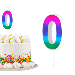 Świeczka urodzinowa na tort Cyferka Cyfra 0 Kolorowa Gradient 5cm - 1