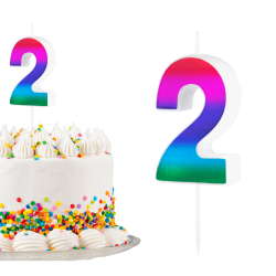 Świeczka urodzinowa na tort Cyferka Cyfra 2 Kolorowa Gradient 5cm