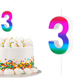 Świeczka urodzinowa na tort Cyferka Cyfra 3 Kolorowa Gradient 5cm - 1
