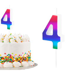 Świeczka urodzinowa na tort Cyferka Cyfra 4 Kolorowa Gradient 5cm