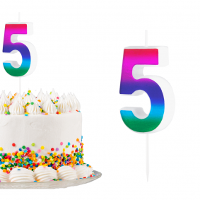 Świeczka urodzinowa na tort Cyferka Cyfra 5 Kolorowa Gradient 5cm - 1