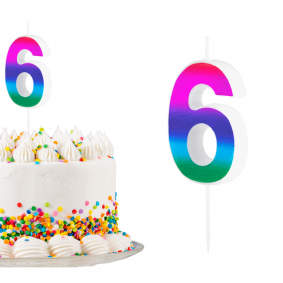 Świeczka urodzinowa na tort Cyferka Cyfra 6 Kolorowa Gradient 5cm - 1