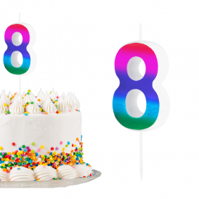 Świeczka urodzinowa na tort Cyferka Cyfra 8 Kolorowa Gradient 5cm - 1