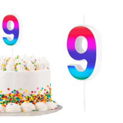 Świeczka urodzinowa na tort Cyferka Cyfra 9 Kolorowa Gradient 5cm