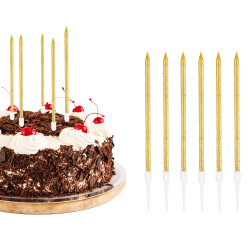 Świeczki Urodzinowe złote brokatowe proste długie 14cm 6szt - 1