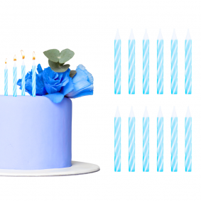 Świeczki Urodzinowe na tort niebiesko-białe Świderki małe 6cm 24szt - 1