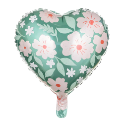 Balon foliowy w kształcie serca zielone Kwiaty prezent na DZIEŃ MATKI 35cm - 1