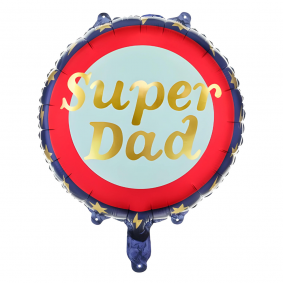 Balon foliowy okrągły odznaka złoty Super Dad prezent na DZIEŃ OJCA 35cm - 1