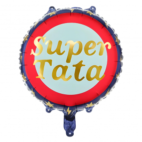 Balon foliowy okrągły odznaka złoty Super Tata prezent na DZIEŃ OJCA 35cm - 1