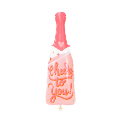Balon foliowy Szampan Butelka Szampana różowa Cheers To You Duża 97cm - 1