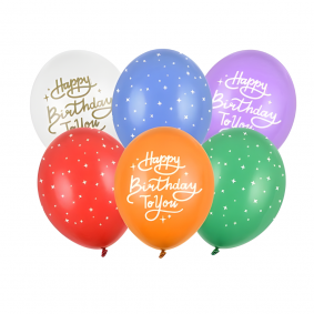 Balony lateksowe urodzinowe kolorowe Happy Birthday To You 6szt - 1
