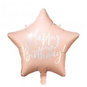 Balon foliowy urodzinowy pudrowy róż GWIAZDA gwiazdka Happy Birthday 40cm - 1