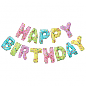 Balon foliowy NAPIS BANER urodzinowy Happy Birthday kolorowy Summer - 1