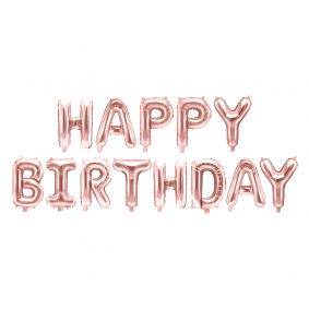 Balon foliowy NAPIS BANER urodzinowy Happy Birthday różowo-złoty 340cm - 1