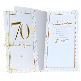 Kartka urodzinowa okolicznościowa biało-złota 70 Urodziny Siedemdziesiątka - 1