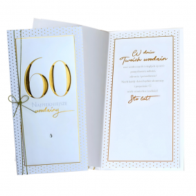 Kartka urodzinowa okolicznościowa biało-złota 60 Urodziny Sześćdziesiątka - 1