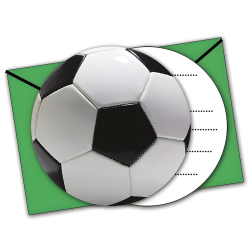 Zaproszenia Urodzinowe z kopertą Piłka Nożna Football Futbol zielone 6szt