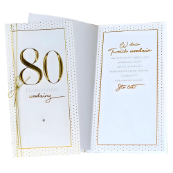 Kartka urodzinowa okolicznościowa biało-złota 80 Urodziny Osiemćdziesiątka - 1