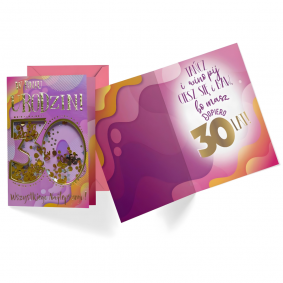 Kartka Urodzinowa na 30 Urodziny Trzydziestka różowa złota z kopertą - 1