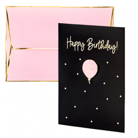 Kartka Urodzinowa czarna złota z Pinem Przypinką Balon na 30 urodziny - 1