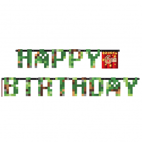 Baner Girlanda urodzinowa Happy Birthday urodzinowy Minceraft + cyfry - 1
