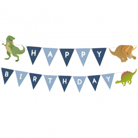 Girlanda Baner urodzinowa Happy Birthday Dinozaury niebieski 180cm - 1