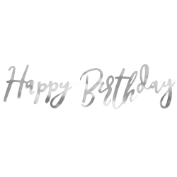 Girlanda Baner urodzinowa srebrna metalizowana Happy Birthday 62cm - 1