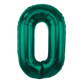 Balon foliowy cyfra 0 zielony Butelkowa Zieleń metaliczny duży 85cm - 1