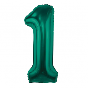 Balon foliowy cyfra 1 zielony Butelkowa Zieleń metaliczny duży 85cm - 1
