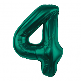 Balon foliowy cyfra 4 zielony Butelkowa Zieleń metaliczny duży 85cm - 1