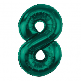 Balon foliowy cyfra 8 zielony Butelkowa Zieleń metaliczny duży 85cm - 1