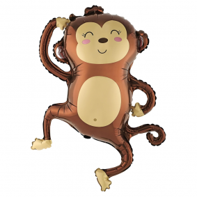 Balon foliowy w kształcie Małpy Małpka brązowa wesoła Zwierzątko 78cm - 1