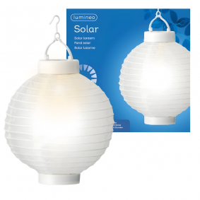 LAMPION świetlny ogrodowy solarny okrągły biały LED ciepły biały 23cm - 1