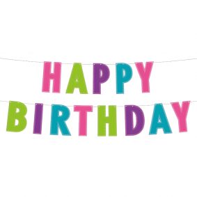 Baner Girlanda urodzinowa papierowa Happy Birthday kolorowa brokatowa 200cm - 1