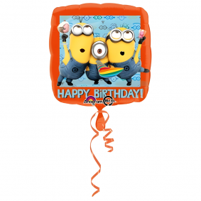 Balon foliowy urodzinowy kwadratowy Happy Birthday Minionki Minions 45cm - 1