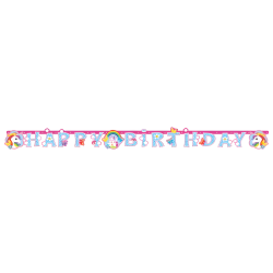 Girlanda Baner urodzinowa kolorowa Motylki Jednorożec Happy Birthday 180cm - 1
