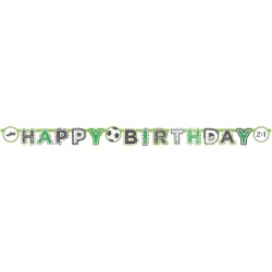 Girlanda Baner urodzinowa zielona Happy Birthday Piłka Nożna Football 200cm - 1
