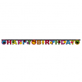 Girlanda Baner urodzinowa Happy Birthday kolorowe Emotki Emotikony 180cm - 1