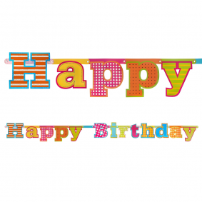Girlanda Baner urodzinowa kolorowa holograficzna Happy Birthday 166cm - 1