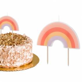 Świeczka woskowa urodzinowa na tort deser pastelowa Tęcza 5cm - 1