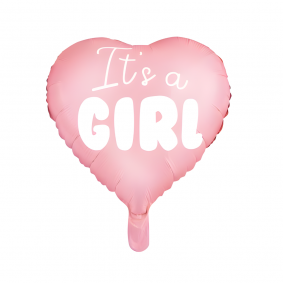 Balon foliowy serce pudrowy róż It's a Girl Dziewczynka Gender Reveal 45cm - 1