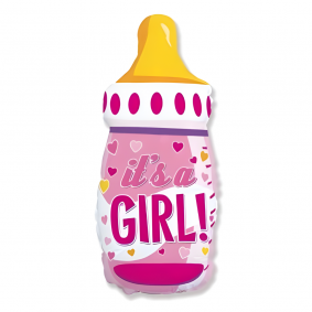 Balon foliowy Butelka Dziecięca różowy Baby Shower Gender Reveal DUŻY 80cm - 1