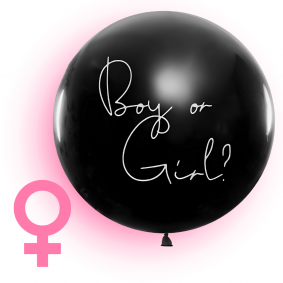 Balon lateksowy DZIEWCZYNKA różowe konfetti czarny Boy or Girl DUŻY 100 cm - 1